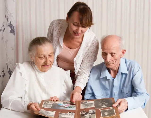 Senior Couple With Caregiver Nurse 640